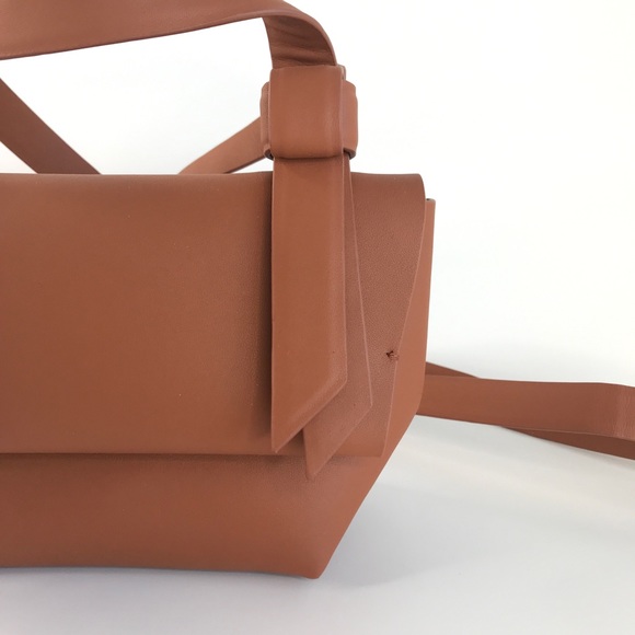 Smooth Leather Knotted Small Shoulder Bag Brown Tan - Picture 5 of 9